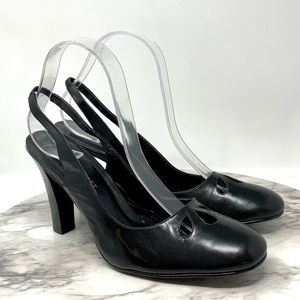 Colin Stuart Cutout detail Slingback pumps black leather 9 office dress classic